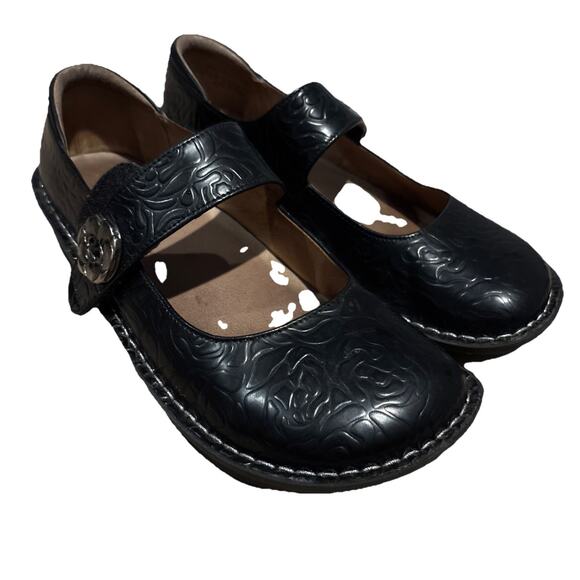 Alegria Shoes - Alegria Paloma Black Leather Mary Jane Shoes PAL-601 Size 39 / 9